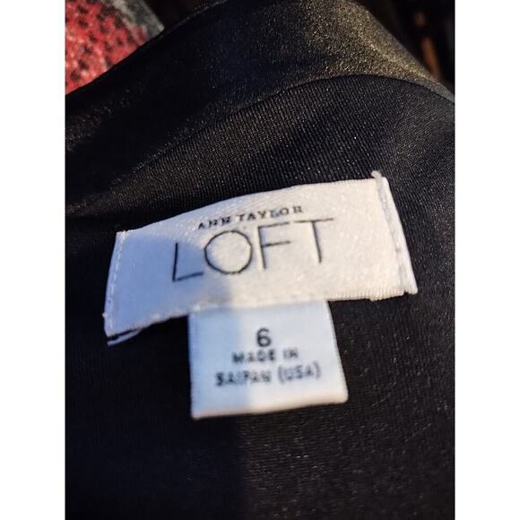 Ann Taylor LOFT Vintage Black Satin trim Sleeveless Midi Dress Sz 6 Event Formal - Picture 8 of 9